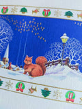 Folding Christmas card &quot;squirrel in the snow&quot;, hand embossed