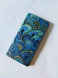 Green and blue small lined marbled notebook