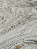 Hand marbled paper white and gold, marble pattern