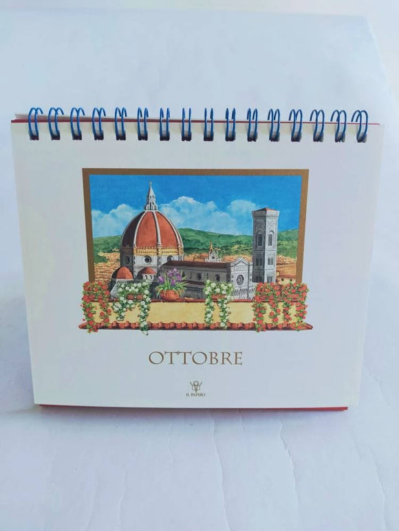 2024 Desk calendar with Italian cities, calendar with Italian monuments