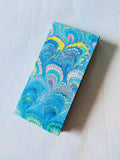 Turquoise small lined marbled notebook