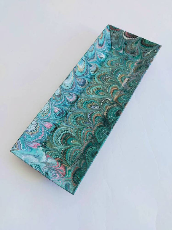 Hand marbled pen tray