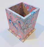 Multicolour light marbled pen cup, wood and paper