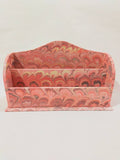 Pink wooden marbled letter rack