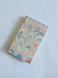 Multicolour light hand marbled Journal hardcover - peacock feather - decorated pages edge