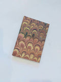 Brown small marbled sketchbook hardcover - peacock feather