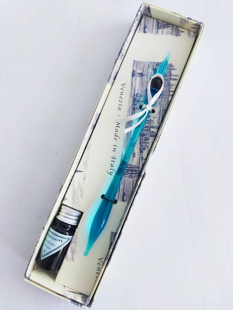 Glass Dip Pen Set With Crystal Flower Design - Orange Calligraphy Pen With Chinese Knot