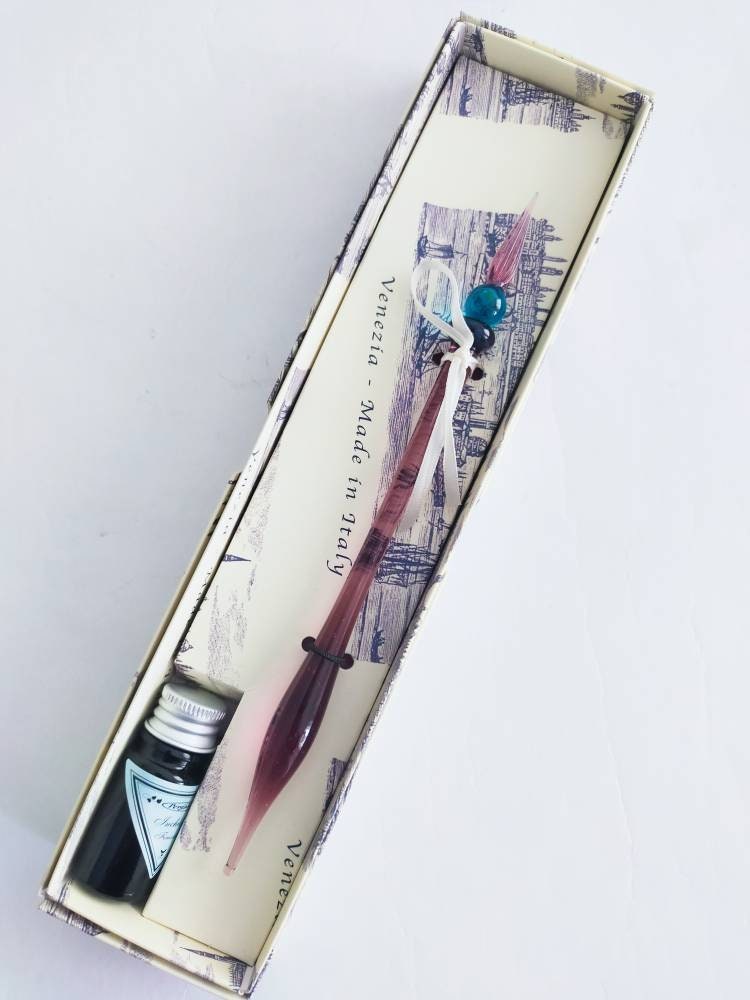 Dip Glass Pen set, Dip Sign Pen, Fine Glass Calligraphy Pen set with ink