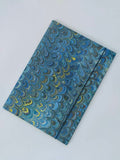 A4 size green and blue Hand marbled folder with elastic band