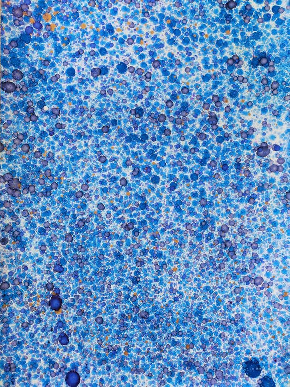 Hand marbled sheet of paper -bookbinding paper - decoupage paper - scrapbooking paper - blue dots