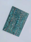 A4 size green and red Hand marbled folder with elastic band