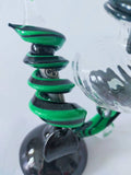 Green murano dip glass pen set with intricate pen holder