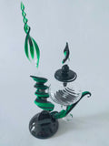 Green murano dip glass pen set with intricate pen holder