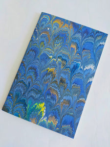 Blue marbled Journal - 100% recycled paper - peacock feather pattern