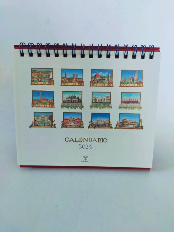 2024 Desk calendar with Italian cities, calendar with Italian monuments