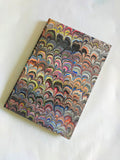 Dark multicolour hand marbled A4 guest book