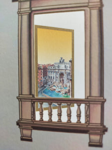 3D laser cut window card of Trevi Fountain - Rome