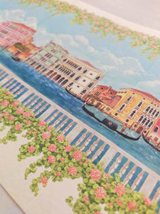 Venice landscape card and envelope, Canal and buildings