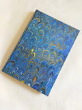 Green and blue hand marbled A4 guest book