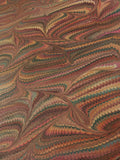 Hand marbled sheet of paper - brown/orange/grey peacock