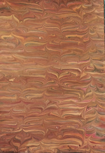 Hand marbled sheet of paper - brown/orange/grey peacock