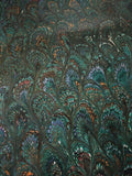 Hand marbled sheet of paper - Peacock design