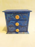 Blue andgold marbled desktop organizer with three drawers