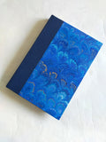 Blue and gold large marbled address book with canvas on the spine