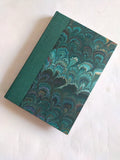 Green and red large marbled address book with canvas on the spine