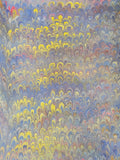 Hand marbled sheet of paper -bookbinding paper - decoupage paper - scrapbooking paper - Peacock design Blue/Yellow/Pink