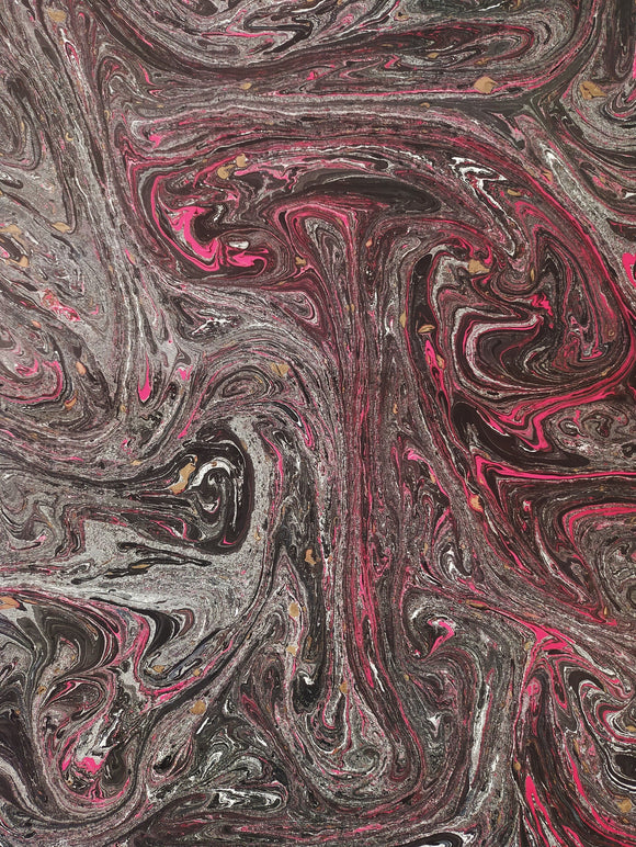 Marble paper sheet - Black/Red/Gold marble pattern