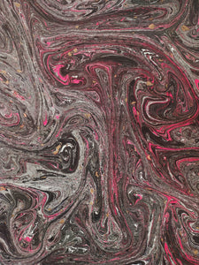 Marble paper sheet - Black/Red/Gold marble pattern