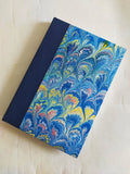 Turquoise large marbled address book with canvas on the spine