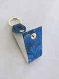 Blue and gold hand Marbled Cotton Paper Keyring