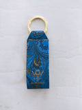 Blue and gold hand Marbled Cotton Paper Keyring