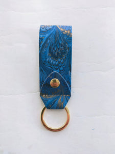 Hand Marbled Cotton Paper Keyring, various colours