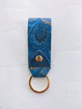 Blue and gold hand Marbled Cotton Paper Keyring