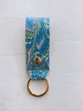 Turquoise hand Marbled Cotton Paper Keyring