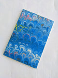 Turquoise marbled Journal - 100% recycled paper - peacock feather pattern