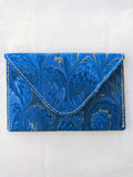 Blue and gold Hand Marbled cotton paper business card wallet