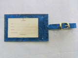 blue and gold Marbled cotton paper luggage tag