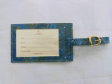 green and blue Marbled cotton paper luggage tag