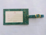 green and red Marbled cotton paper luggage tag