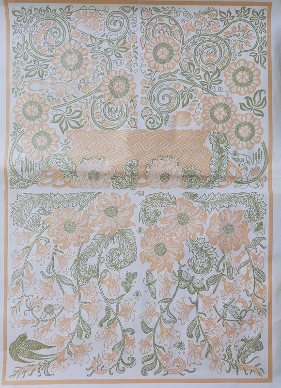 Woodblock Paper Sheet - Flowers - Hand Printed