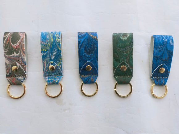 Hand Marbled Cotton Paper Keyring Keychain Key Fob , Gift for Her Him, Hand Made Keychain