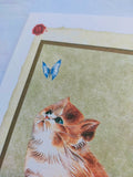 ginger cat and butterfly card and envelope