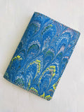 Turquoise hand Marbled cotton paper passport cover