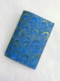 Green and blue hand Marbled cotton paper passport cover