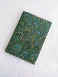 Green and red hand Marbled cotton paper passport cover