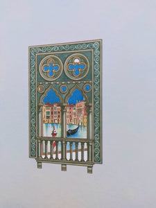 Venice card 3D laser cut window &#39;Canal with Gondola&#39;